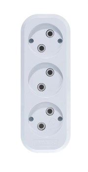 Колодка для удлинителя UNIVersal Е203, трехместная, 10А, 220В, IP20, без заземления, АВС-пластик, белая 3999