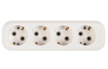 Колодка для удлинителя UNIVersal Е304, четырехместная, 16А, 220В, IP20, с заземлением, АВС-пластик, белая 4085