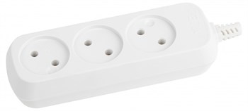 Колодка для удлинителя Эра КХ-3, трехместная, 10А, 220-230В, IP20, 2200Вт, без заземления, белая 60265 - фото 106483
