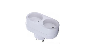 Разветвитель/тройник TOKER 2T, двухместный, без заземления, плоский, белый 33086