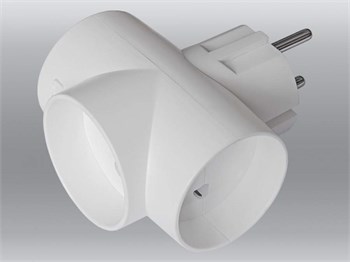 Разветвитель/тройник TOKER 3T, трехместный,  без заземления, т-образный, белый 31227