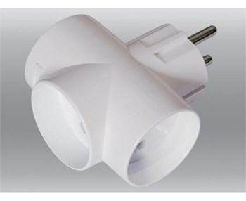 Разветвитель/тройник TOKER 3T16, трехместный, без заземления, т-образный, белый 27983