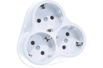 Разветвитель/тройник UNIVersal АК303, трехместный, с заземлением, круглый, белый 4822