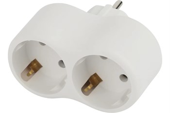 Разветвитель/тройник ЭРА SPx-2е-W Б0053478, двухместный, с заземлением, плоский, белый 73091