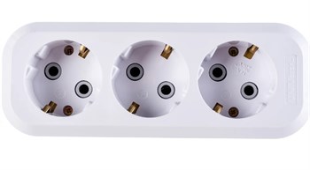 Колодка для удлинителя UNIVersal Е303 трехместная, 16А, 250В, IP20, с заземлением, белая 8842