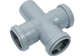 Крестовина одноплоскостная для внутренней канализации,  50/50/50, 87 градусов, полипропиленовая, серая 1324