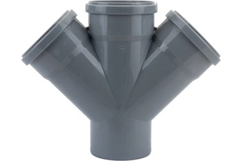 Крестовина одноплоскостная для внутренней канализации, 110/110/110, 45 градусов, полипропиленовая, серая 4927
