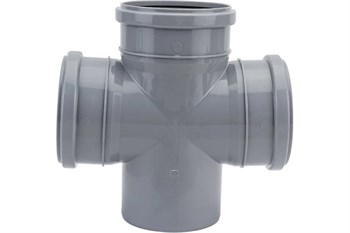 Крестовина одноплоскостная для внутренней канализации, 110/110/110, 87 градусов, полипропиленовая, серая 4930