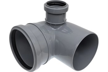 Отвод для внутренней канализации, 110мм, 45 градусов, с правым патрубком, полипропиленовый, серый 65119