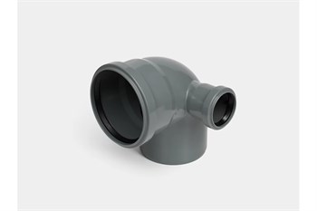 Отвод для внутренней канализации, 110мм, 90 градусов, с правым патрубком, полипропиленовый, серый 1236