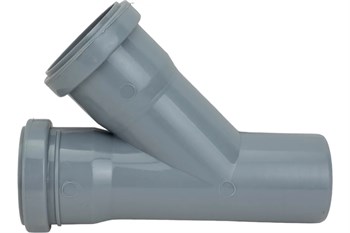 Тройник для внутренней канализации,  50х50мм, 45 градусов, полипропиленовый, серый 1323