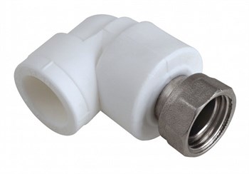 Угольник комбинированный PPRC 25x1" ВР с накидной гайкой, 90 градусов, полипропиленовый, белый 65381