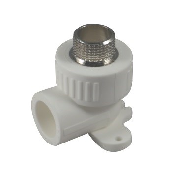 Угольник комбинированный PPRC 25x1/2" НР, 90 градусов, с креплением, полипропиленовый, белый 29629