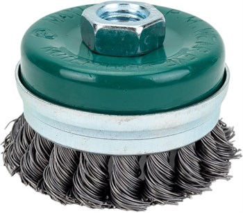 Щётка для УШМ ВОЛАТ, 75мм, "чашка", усиленная, крученая металлическая проволока 0.5мм 83793