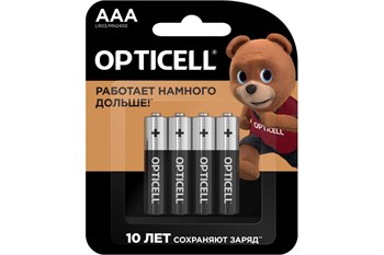 Элемент питания (батарейка) OPTICELL LR03/286 BL-4, мизинчиковый, щелочной, 1.5В, 4шт. в блистере 87235