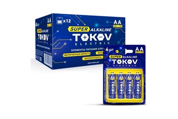 Элемент питания (батарейка) TOKOV ELECTRIC TKE-ALS-LR6/B4, пальчиковый, щелочной, 1.5В, 4шт. в блистере 88636