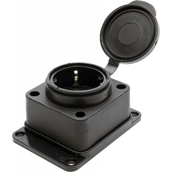 Розетка кабельная штепсельная STEKKER RST16-31-44 Одри, одноместная, прямая, с заземлением, с защитной крышкой, черная 87139