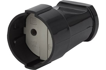 Розетка кабельная штепсельная ЭРА Rх1B, одноместная, прямая, без заземления, черная 89034