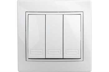 Выключатель INTRO Plano 1-106-01 10А-250В, трехклавишный, встраиваемый, белый 72353