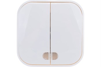 Выключатель IONICH 1414, двухклавишный, накладной, с подсветкой, белый 67617