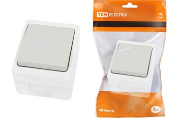 Выключатель TDM SQ1803-0001 Вуокса, одноклавишный, накладной, серый 84902