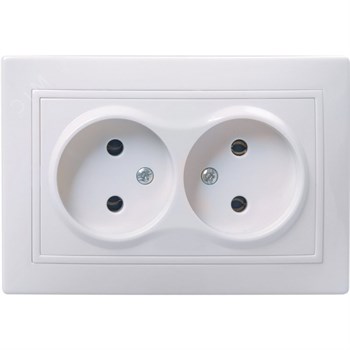 Розетка IEK ERК01-K01-10-DМ Кварта, двухместная, встраиваемая, без заземления, белая 78981