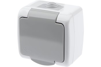 Розетка INTRO Atlantic 5-201-03, одноместная, накладная, с заземлением, с защитной крышкой, серая 82002