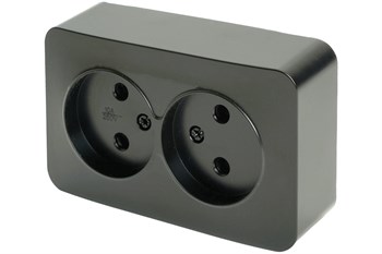 Розетка STEKKER MST10-12-05 София, двухместная, накладная, без заземления, черный матовый 86910