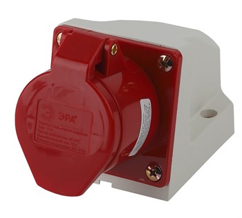 Розетка стационарная ЭРА R(OUT)-16-3P-PE-IP44, накладная, одноместная, 3Р+Е, 16А, 380В, с защитной крышкой 90536