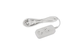 Удлинитель ЭРА UDL10215 Greenline, 2х1.5м, ПВС 2х0.75мм2, 10А, 2200Вт, без заземления, белый 88399