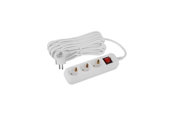 Удлинитель ЭРА UDL163100ES Greenline, 3х10м, ПВС 3х1мм2, 16А, 3500Вт, с заземлением, с выключателем, белый 88503