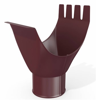 Воронка желоба водосточного выпускная, диаметр 95мм, оцинкованная сталь с покрытием, RAL 3005 вишня 7453