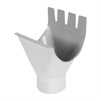 Воронка желоба водосточного выпускная, диаметр 95мм, оцинкованная сталь с покрытием, RAL 9003 белая 13698