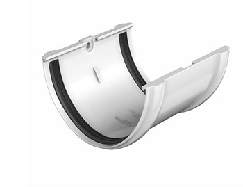 Соединитель желоба водосточного, пластиковый ПВХ, белый 30952