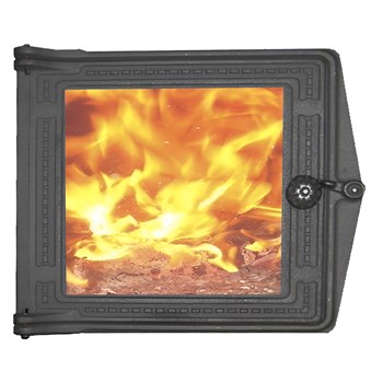 Дверка топочная ДТ-3С (Р), 250x210мм, со стеклом, чугун, некрашеная 42718