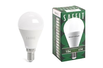 Лампа светодиодная SAFFIT SBG4515 Шар, 15Вт, 220В, 4000К, цоколь Е14 90390