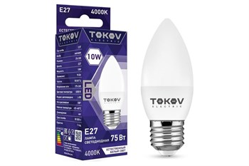 Лампа светодиодная TOKOV ELECTRIC ТКЕ-С37-E27-10-4К, С37, 10Вт, 220В, 4200К, цоколь Е27 79642