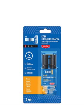 Клей-холодная сварка универсальный KUDO KBT-750, 6мл, двухкомпонентный, эпоксидный 85341