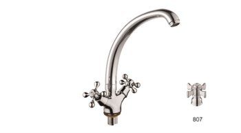 Смеситель для кухни D-LIN D153807, двухвентильный, на гайке, хром 89507