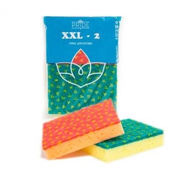 Губка для посуды XXL 2, 110x80x25мм, поролон с чистящим слоем, упаковка 2шт. 83828