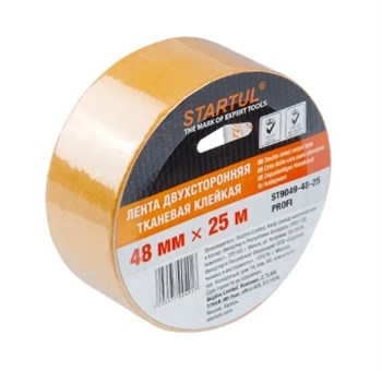 Лента клейкая (скотч) STARTUL PROFI ST9049-48-25, 48ммх25м, двухсторонняя, на тканевой основе 79199