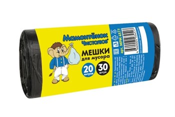 Мешки для мусора Мамонтенок MPM4517, 20л, 6мкм, ПНД, черные, в рулоне 30шт, 87281