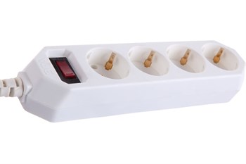 Удлинитель с сетевым фильтром ЭРА USF-M-4es-1.5m-W, 2200Вт, ПВС 3х0.75мм2, 4 розетки, 1.5м, с заземлением, выключатель на корпусе, белый 88485