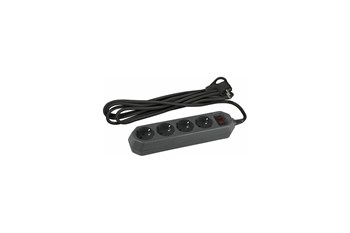 Удлинитель с сетевым фильтром ЭРА USF-M-4es-1.5m-В, 2200Вт, ПВС 3х0.75мм2, 4 розетки, 1.5м, с заземлением, выключатель на корпусе, черный 88486