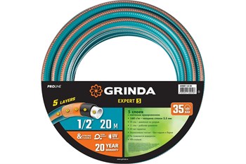 Шланг поливочный GRINDA Proline expert 5 1/2", 5-слойный, армированный, 1/2 дюйма (13мм), 20м, ПВХ 85476