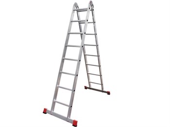 Лестница универсальная, двухсекционная, 2х12 ступеней, высота 2.38-5,62м, алюминиевая 1337