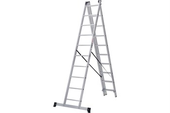 Лестница универсальная, трехсекционная, НОВАЯ ВЫСОТА NV 1230310, 10х3 ступеней, алюминиевая 51903