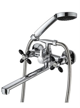 Смеситель для ванны AMMORE А4683-1, двухвентильный, с плоским изливом, черный 89435