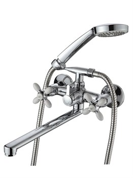 Смеситель для ванны AMMORE А4683-3, двухвентильный, с плоским изливом, белый 89919