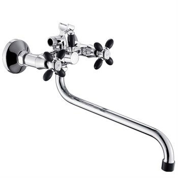 Смеситель для ванны ЭВЕРЕСТ B22-071F, двухвентильный, с круглым изливом, черный 89920